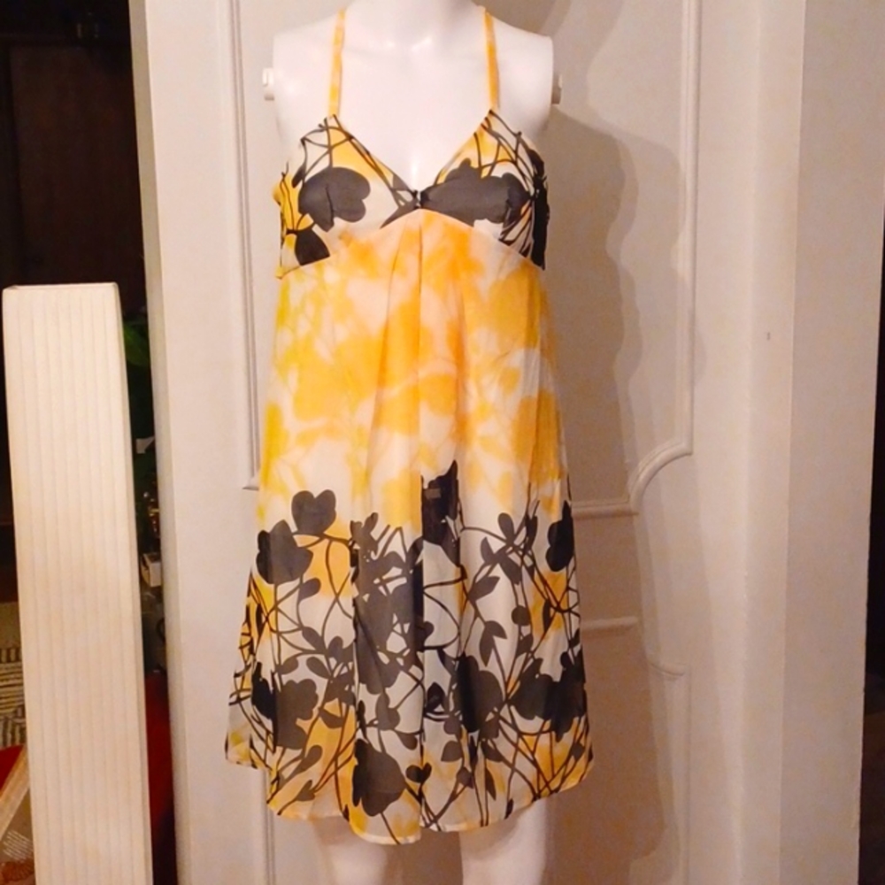 (Nwt) Macy's Johnny Martin_Yellow/Blk  Sz (1) 100% Polyester  lined dress